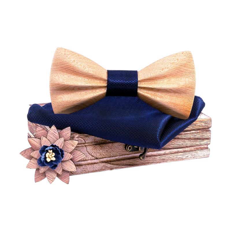 Noeud Papillon Bois Bleu Marine