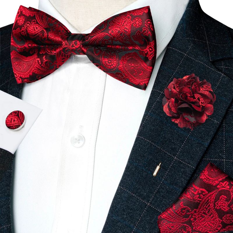 Noeud Papillon Fleuri Rouge