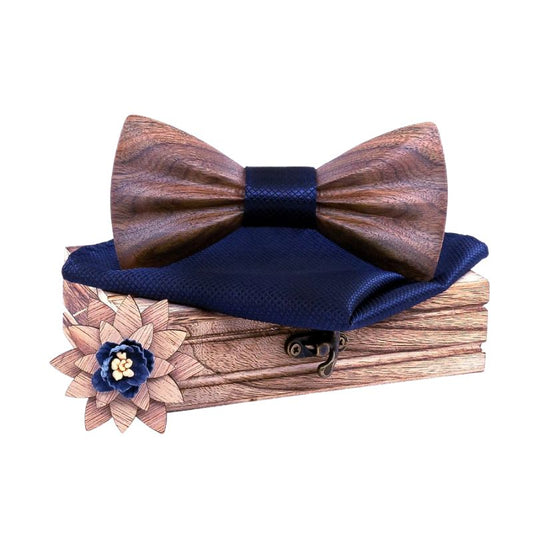 Noeud Papillon Bois Bleu Marine