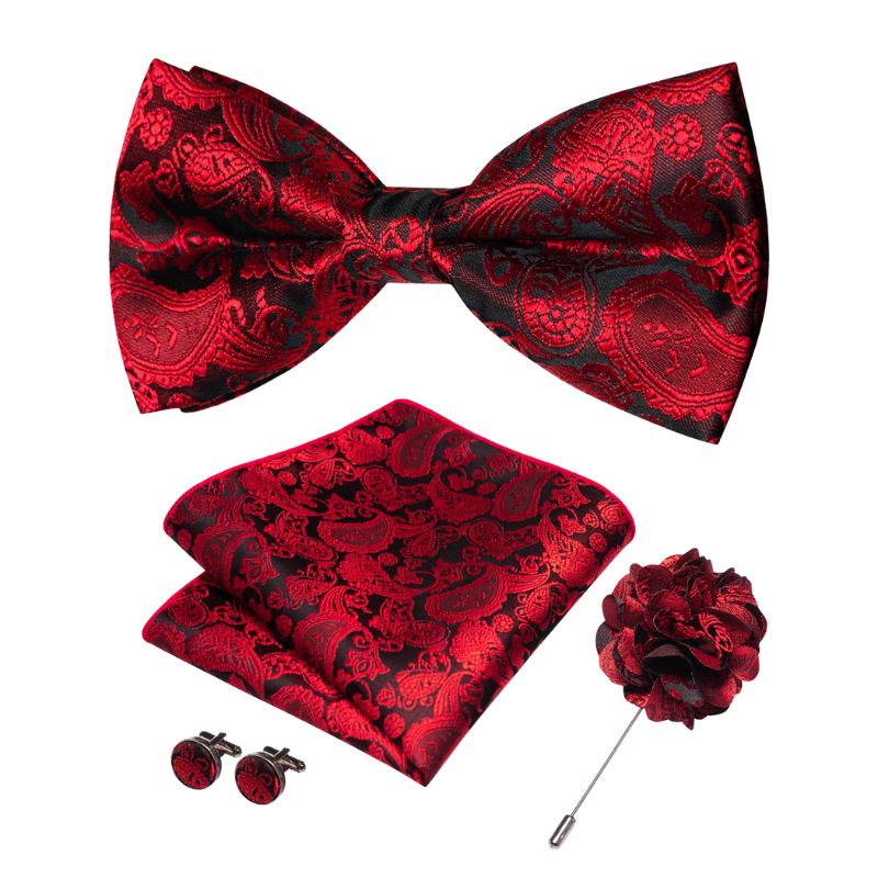 Noeud Papillon Fleuri Rouge