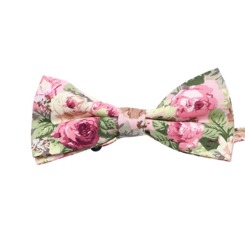 Noeud Papillon Fleuri Rose