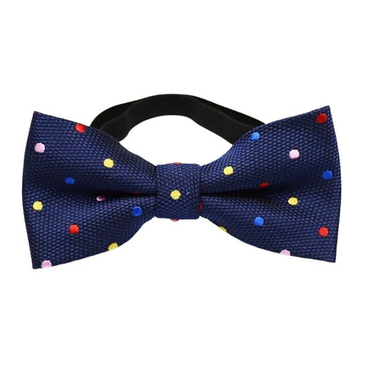 Noeud Papillon Enfant Bleu Marine à Pois Multicolore