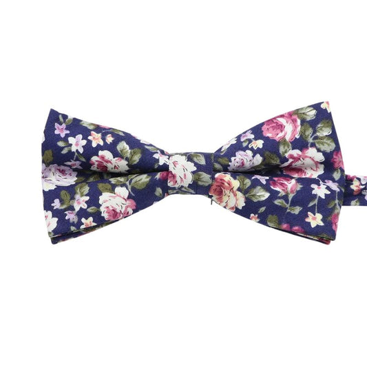 Noeud Papillon Bleu Marine Fleuri